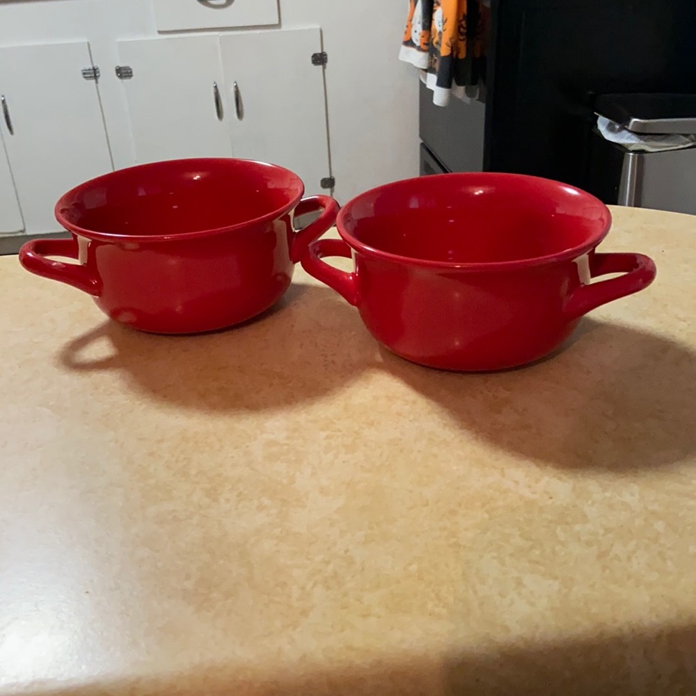 Set of 2 Red soup Bowls